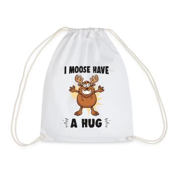 I Moose Have A Hug Hug Cuddle Funny Moose - Drawstring Bag - white - Front