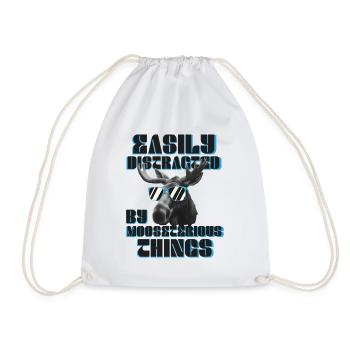 Easily Distracted Funny Moose Moose - Drawstring Bag - white - Front