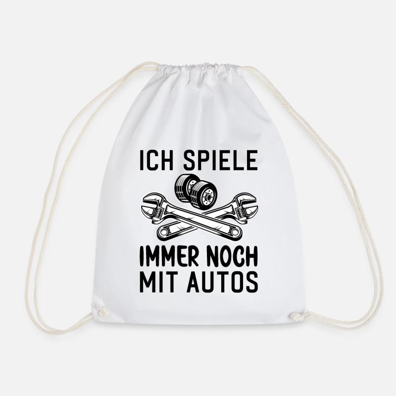 Ich spiele immer noch mit Autos KFZ Auto Sprüche - Turnbeutel - Weiß