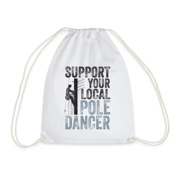 Support Your Local Pole Dancer Lineman - Drawstring Bag - white - Front