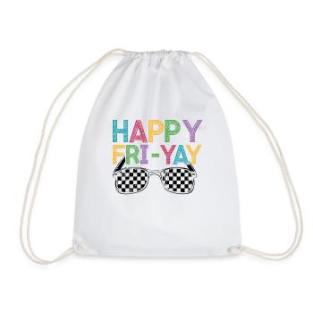Happy Fri Yay Teacher Weekend Funny Meme - Drawstring Bag - white - Front