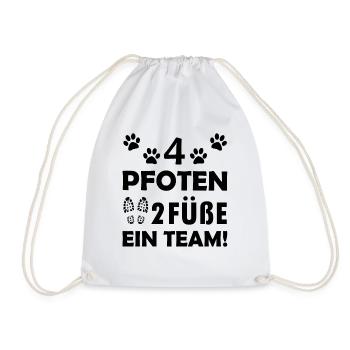Vier Pfoten zwei Füße ein Team Hunde Sprüche - Turnbeutel - Weiß - Vorne