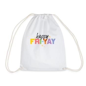 Happy Fri Yay Teacher Weekend Funny Meme - Drawstring Bag - white - Front