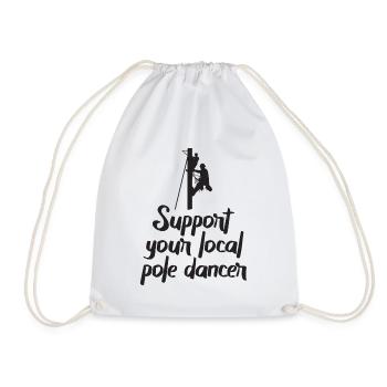 American Lineman Powerline Worker Design - Drawstring Bag - white - Front