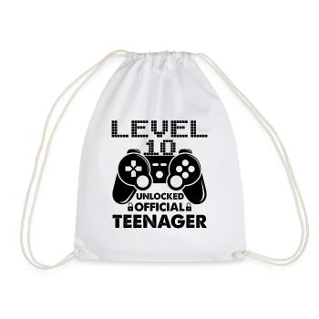 Official Teenager 10 Level Unlocked for Gamers 10 - Drawstring Bag - white - Front