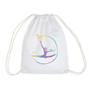 Gymnast With Band Rhythmic Gymnastics - Drawstring Bag - white - Front