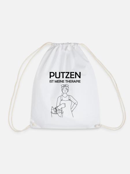 Putzen ist meine Therapie lustige Putzfrau Sprüche - Turnbeutel - Weiß