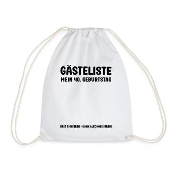 Mein 40 Geburtstag Gästeliste Eintrag Gästebuch 40 - Turnbeutel - Weiß - Vorne