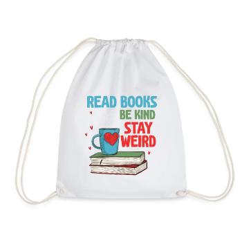 Reading books Being kind Reading crazy - Drawstring Bag - white - Front