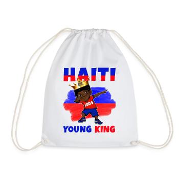 Haiti Young King Haiti Flag Melanin for Black Boys - Drawstring Bag - white - Front