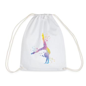 Gymnast with clubs rhythmic gymnastics - Drawstring Bag - white - Front