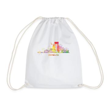 Hamburg Skyline Colorful Cityscape Hamburg - Drawstring Bag - white - Front