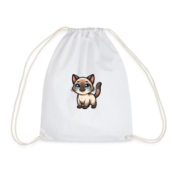 Chat siamois de dessin animé mignon - Sac de sport léger - blanc - Devant