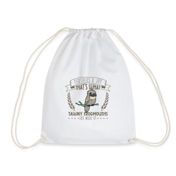 Feathers and Joy - Tawny Frogmouth - Drawstring Bag - white - Front