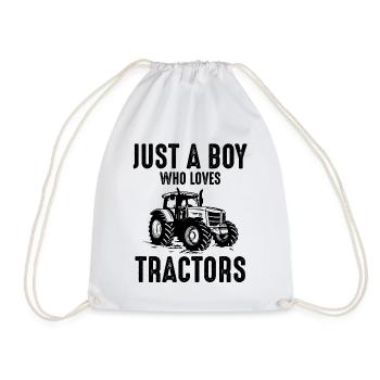 Just a Boy Who Loves Tractors funny Tractor Saying - Drawstring Bag - white - Front