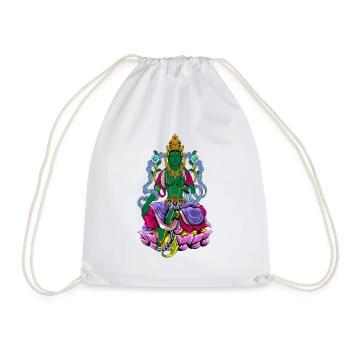 Buddhism God Bodhisattva Green Tara - Drawstring Bag - white - Front