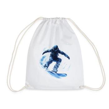 Snowboarder Snow Waves Slope - Drawstring Bag - white - Front