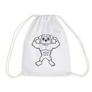 Chien Bodybuilder Muscles forts Gym Haltérophilie - Sac de sport léger - blanc - Devant