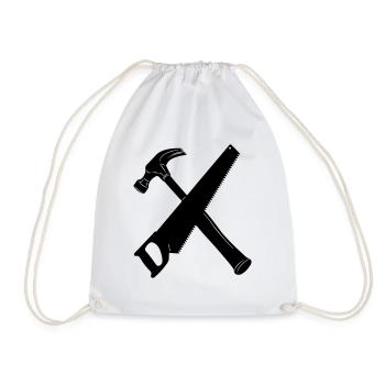 Marteau et scie croisés - Sac de sport léger - blanc - Devant