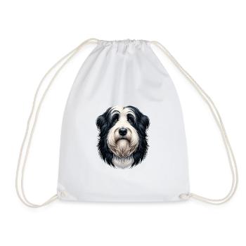 Visage de chien - Bearded Collie - Sac de sport léger - blanc - Devant