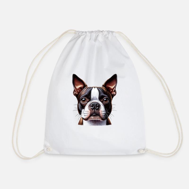 Hundegesicht - Boston Terrier - Turnbeutel - Weiß