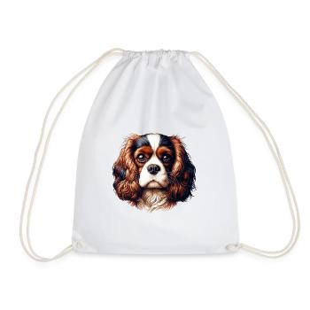 Dog Face - Cavalier King Charles Spaniel - Drawstring Bag - white - Front