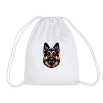 Dog Face - German Shepherd - Drawstring Bag - white - Front