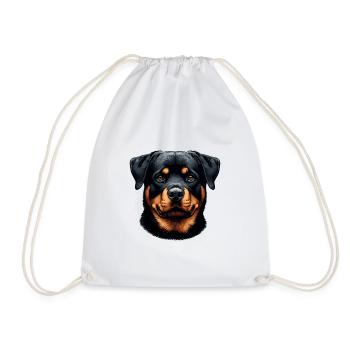 Hundegesicht - Rottweiler - Turnbeutel - Weiß - Vorne
