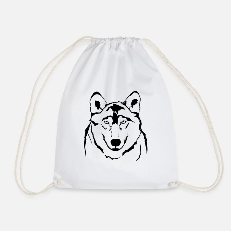 Wolf - Drawstring Bag - white