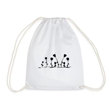 natural flowers rose earth line pattern - Drawstring Bag - white - Front