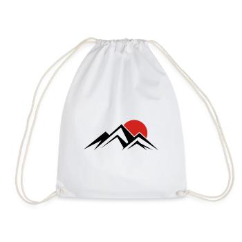 The Mountains with the Sunset Nature Mountains - Drawstring Bag - white - Front