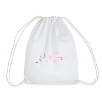 love text korean hearts flowers - Drawstring Bag - white - Front