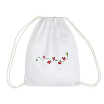 line leaves heart heart symbol stroke - Drawstring Bag - white - Front
