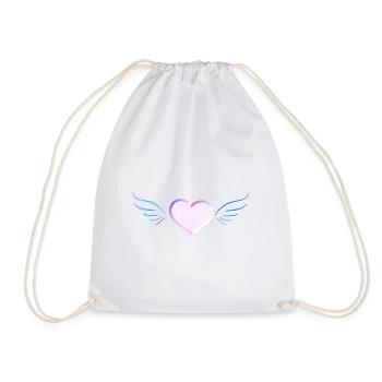 Heart Wings Pink Symbol Love - Drawstring Bag - white - Front