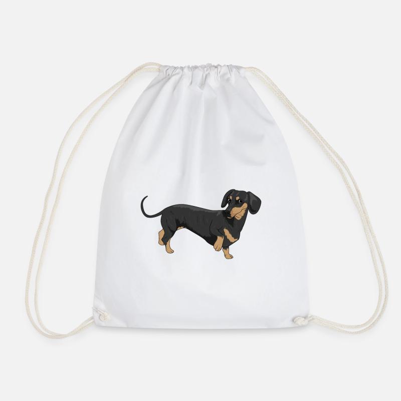 Dachshund - Drawstring Bag - white