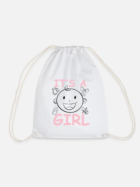 It's a Girl Gender Reveal Baby Sex Girl - Drawstring Bag - white