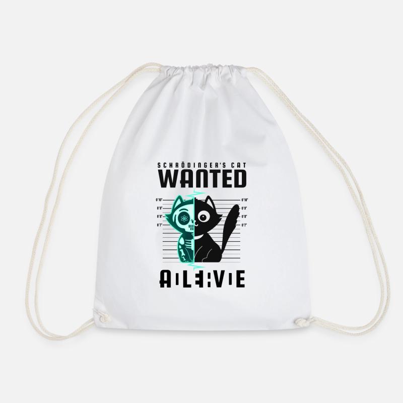 SCHRÖDINGER'S CAT DEAD ALIVE PHYSICIST GIFT - Drawstring Bag - white