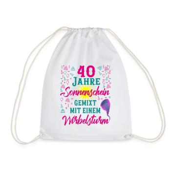 40 Geburtstag Frauen Geschenk 40 Jahre Geburtstag - Turnbeutel - Weiß - Vorne