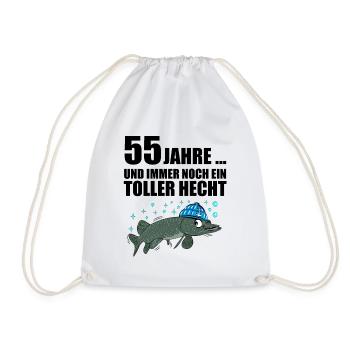 Anglergeschenk zum 55 Geburtstag 55 Ehrentag - Turnbeutel - Weiß - Vorne
