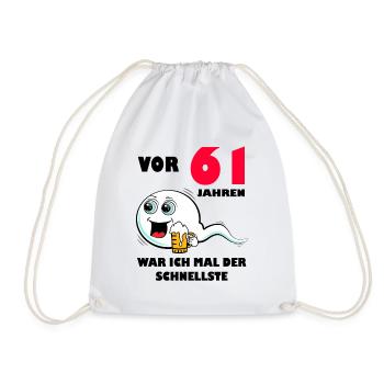 61. Geburtstag lustig 61.Ehrentag 61. Jubiläum - Turnbeutel - Weiß - Vorne