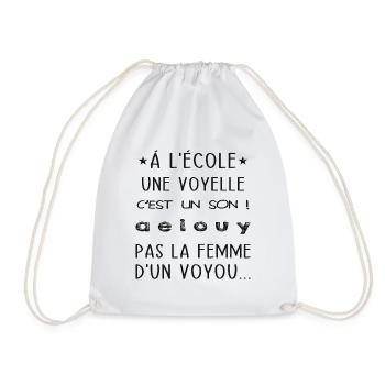 Á l'école une voyelle c'est pas femme d'un voyou ! - Sac de sport léger - blanc - Devant