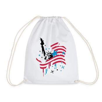 amerikanische Flagge und Freiheitsstatue - Turnbeutel - Weiß - Vorne