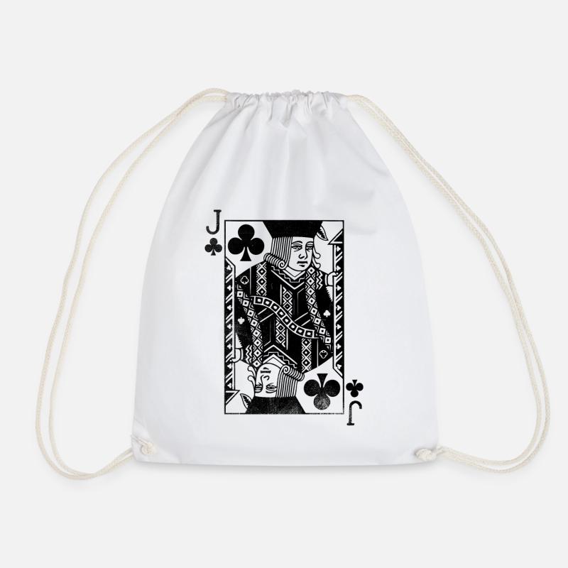 Cross Jack playing card - Drawstring Bag - white