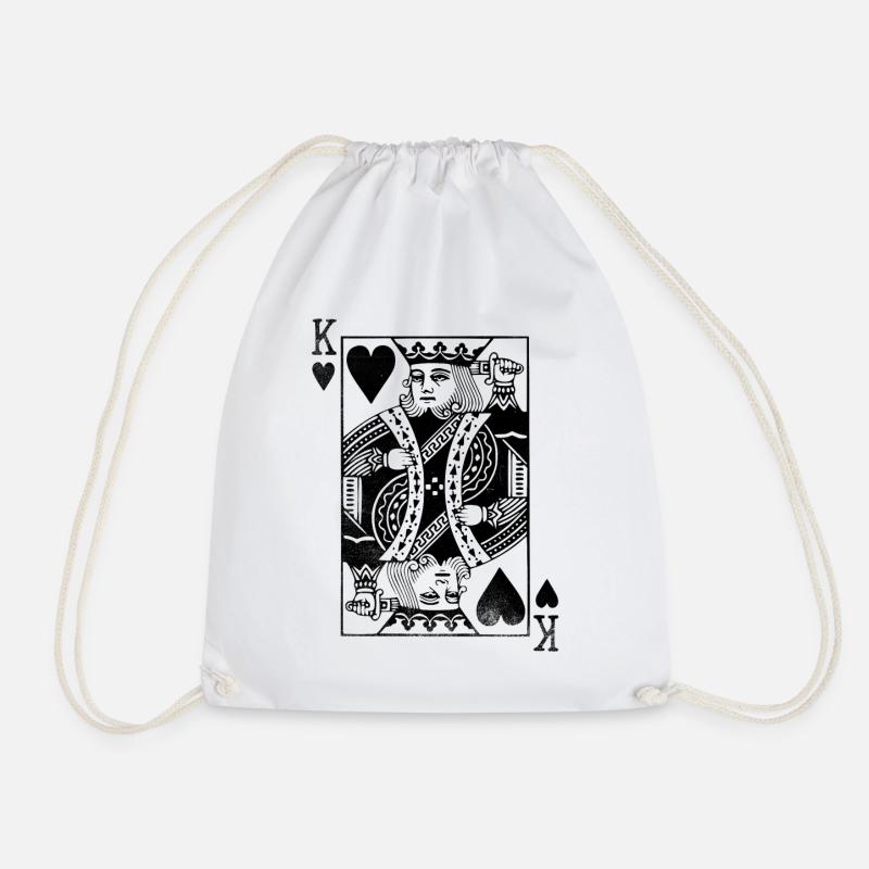 Heart king playing card - Drawstring Bag - white