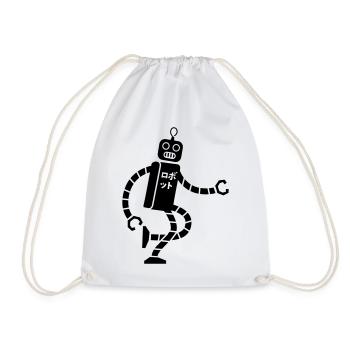 robot - Drawstring Bag - white - Front