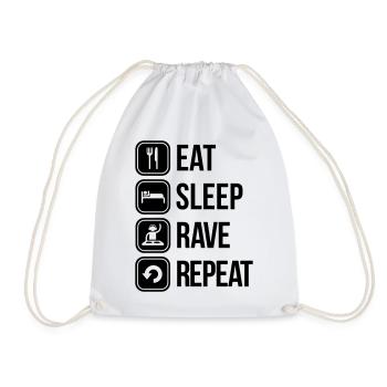 eat sleep rave repeat - Turnbeutel - Weiß - Vorne