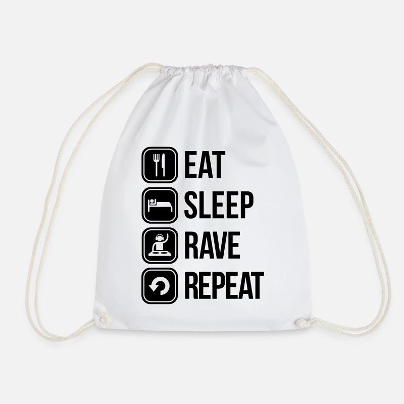 eat sleep rave repeat - Turnbeutel - Weiß