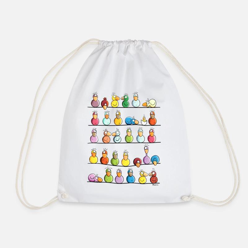Bird Farm - Drawstring Bag - white