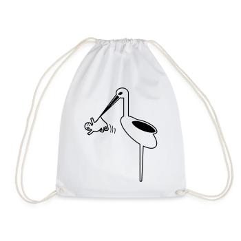 Cigogne avec bébé sage-femme, naissance de cigogne - Sac de sport léger - blanc - Devant
