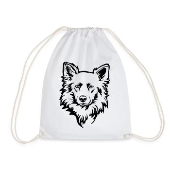 Harzer Fuchs (Atldeutscher Hütehund) head - Drawstring Bag - white - Front